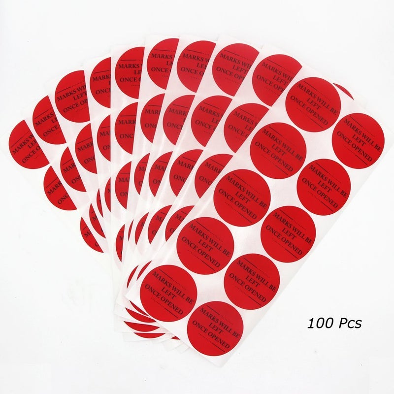 Solitary Walker 100Pcs Tamper Evident Security Labels Diameter 2 inch Rounds Red Complete Transfer Tamper Proof Stickers Safety Torn up Invalid Seals Tape - Image 2